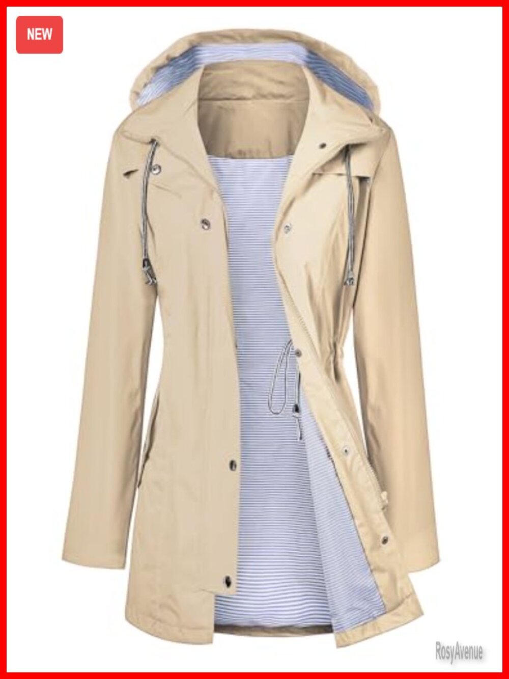 LOMON Women's Waterproof Long Hooded Trench Raincoat Lined Windbreaker